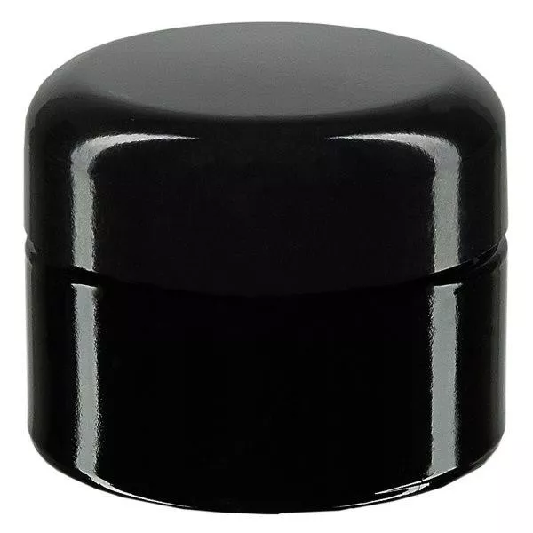 Słoik kosmetyczny z fioletowego szkła o pojemności 30 ml, z czarną pokrywką Słoik kosmetyczny z fioletowego szkła o pojemności 30 ml, z czarną pokrywką