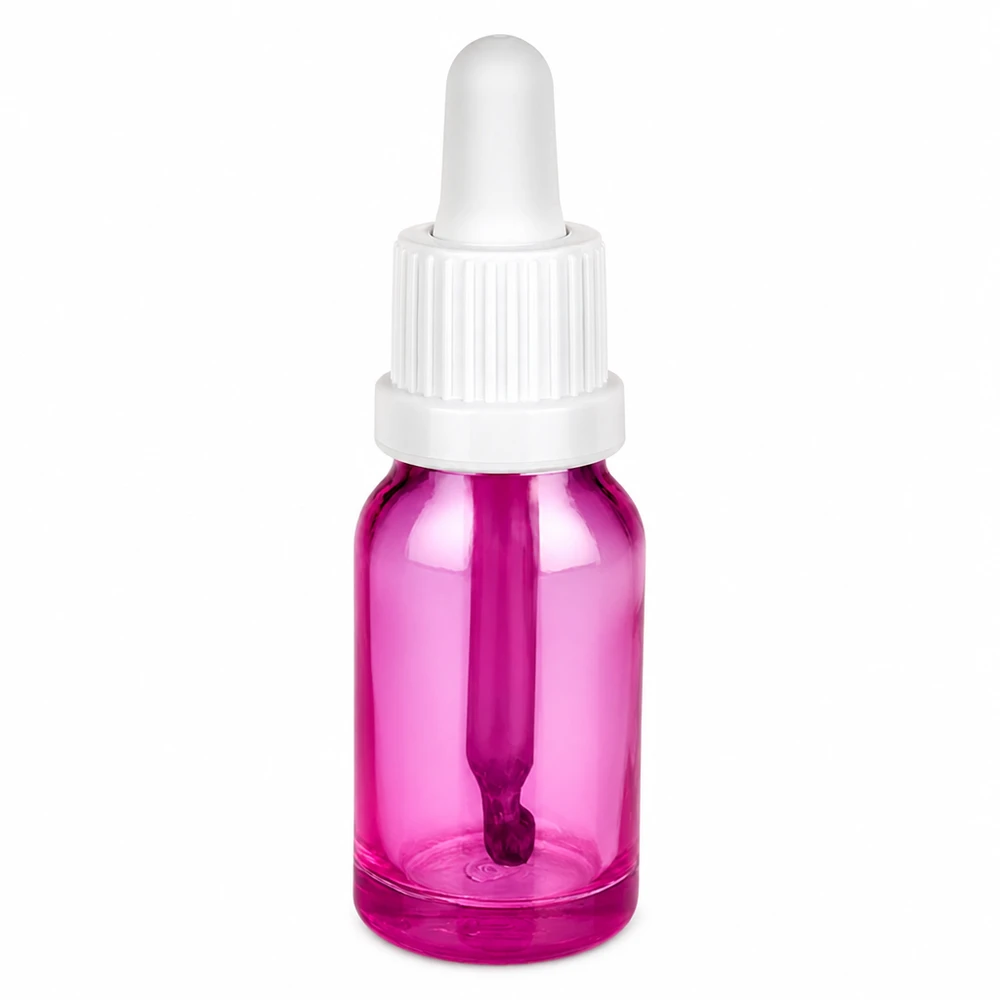 Butelka z pipetą 10 ml z fioletowego szkła z białą nasadką OV PurpleLine UT18/10