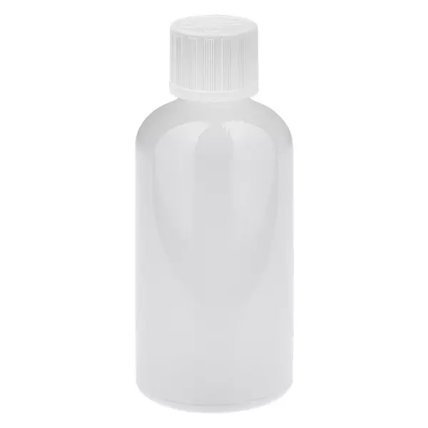 Butelka 100 ml z zakrętką 11 mm, biała, standardowa, zabezpieczenie przed otwarciem przez dzieci WhiteLine UT18/100