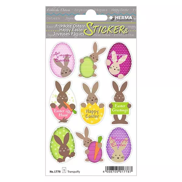 Naklejki "Easter bunny" (9 przezroczystych naklejek) | 1 arkusz = 9 naklejek. Naklejki "Easter bunny" (9 przezroczystych naklejek) | 1 arkusz = 9 naklejek.
