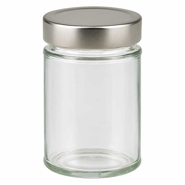 Słoik okrągły 202 ml + pokrywka BasicSeal srebrna głęboka UN..