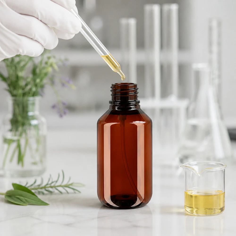 Nachfüllbare 100ml Braunglasflasche mit schwarzem Zerstäuber für Aromatherapie Öle