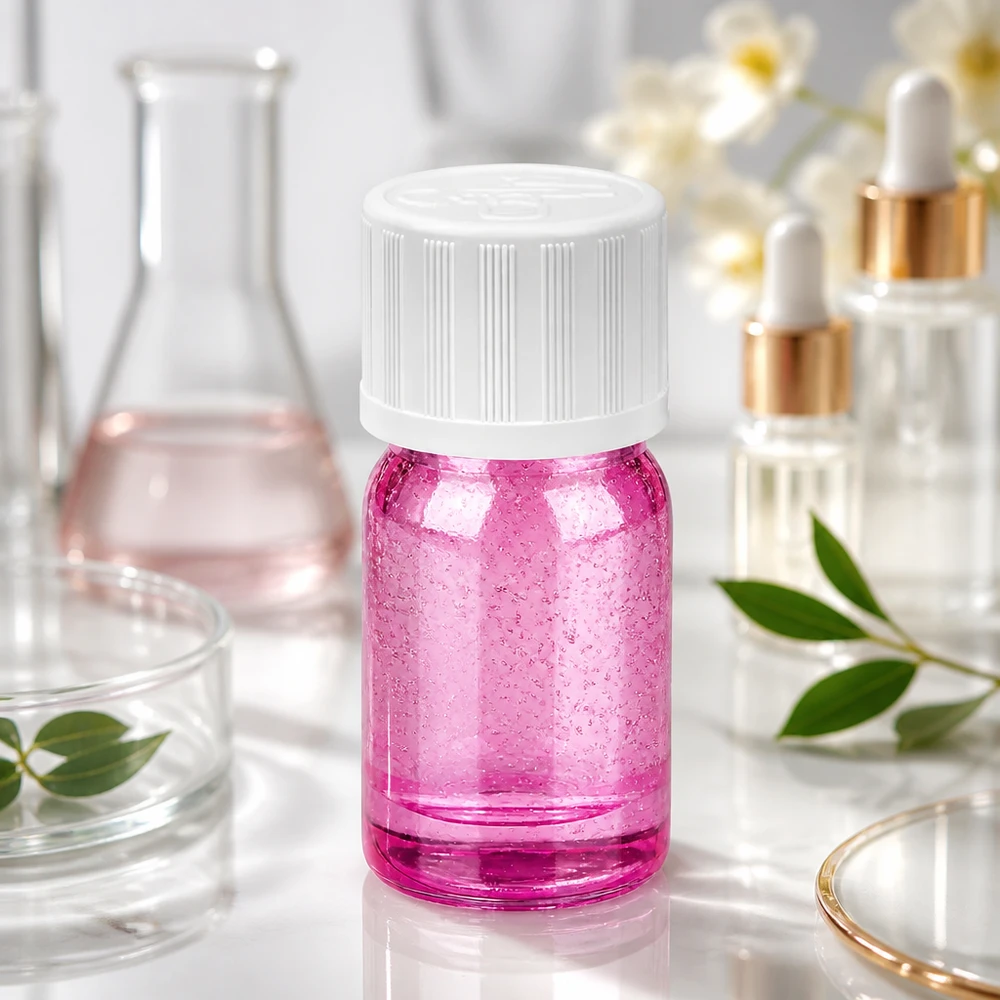 Butelka z zakraplaczem 5 ml 1,2 mm biała standardowa PurpleLine z zabezpieczeniem przed dziećmi. UT18/5 Przezroczysta butelka z zakraplaczem o pojemności 5 ml i białą zakrętką UT18/5 do zastosowań laboratoryjnych i kosmetycznych