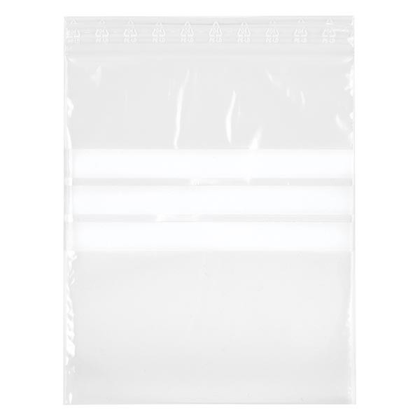 PolyZip z polem do pisania (opakowanie 100 sztuk) 90x110mm. Wykonane z przezroczystego PE 50&#181;m. R&#243;wnie&#380; do &#380;ywno&#347;ci. Z polem do pisania i zamkni&#281;ciem na zamek b&#322;yskawiczny.