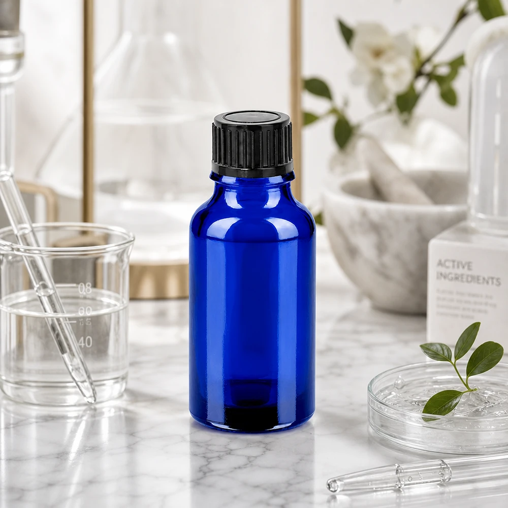 Butelka 20 ml 11 mm SV czarna STD BlueLine UT18/20 20 ml butelka z zakraplaczem wykonana z wysokiej jakości szkła z czarną zakrętką do użytku profesjonalnego