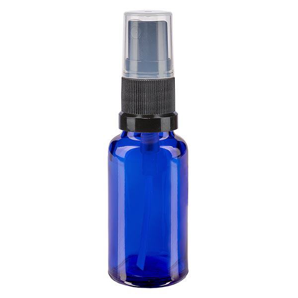Butelka apteczna niebieska 20ml nasadka rozpylająca czarna Butelka apteczna niebieska 20ml nasadka rozpylająca czarna