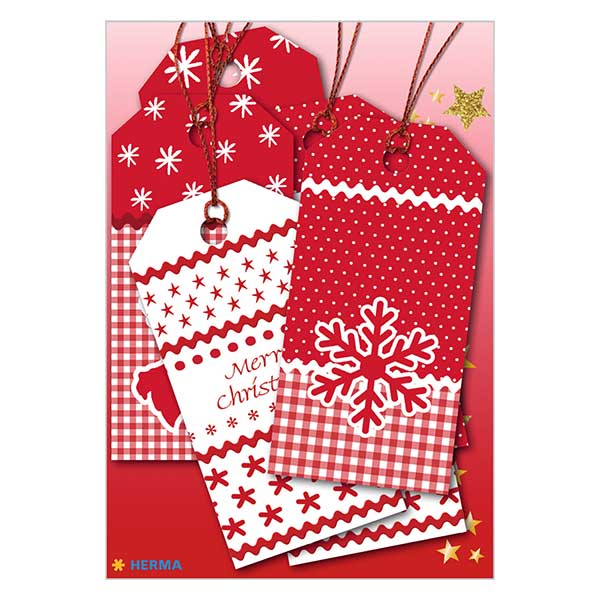 Zawieszki &quot;White Christmas&quot; (6 sztuk) z brokatem | 6 papierowych zawieszek z nitk&#261;.