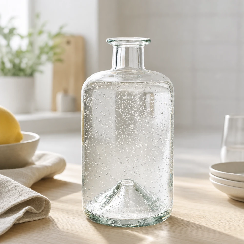 Butelka apteczna 500 ml 500ml Glasflasche "Sofia" ohne Verschluss UNiTWIST bez zamknięcia UNiTWIST® 500ml Glasflasche Sofia mit Sprudelwasser gefüllt moderne Küche Lifestyle Apothekerflasche transparent UNiTWIST