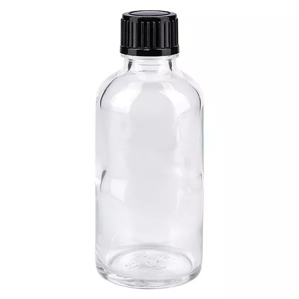 Butelka apteczna przezroczysta 50ml zakrętka czarna szt. Butelka apteczna przezroczysta 50ml zakrętka czarna szt.