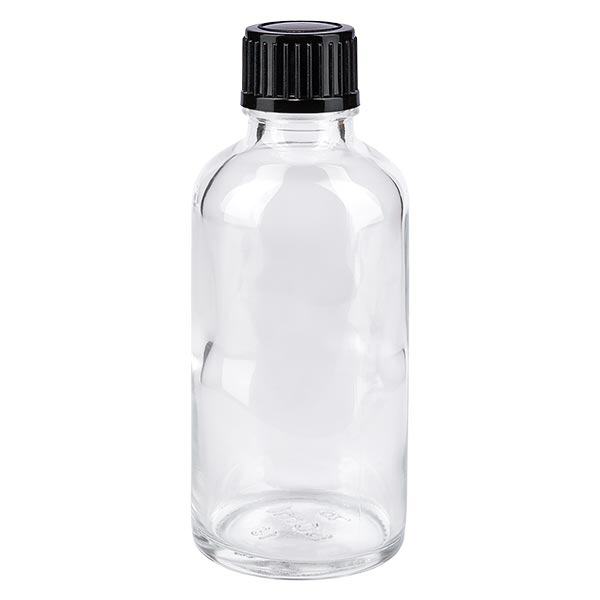 Butelka apteczna przezroczysta 50ml zakrętka czarna szt. Butelka apteczna przezroczysta 50ml zakrętka czarna szt.
