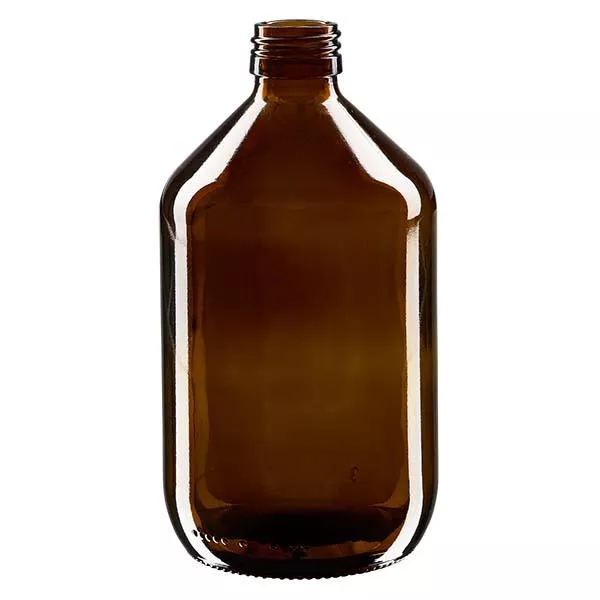 Butelka na leki 500ml brązowa, bez zakrętki PP28 ApoGlas. Farmaceutyczna jakość produkcji UE. Gwint 28 mm. (syrop, butelka z lekkiego szkła) Butelka na leki 500ml brązowa, bez zakrętki PP28 ApoGlas. Farmaceutyczna jakość produkcji UE. Gwint 28 mm. (syrop, butelka z lekkiego szkła)