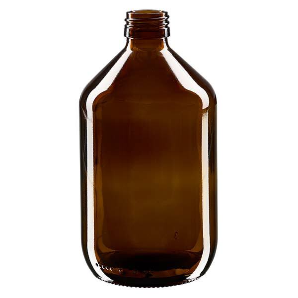 Butelka na leki 500ml brązowa, bez zakrętki PP28 ApoGlas. Farmaceutyczna jakość produkcji UE. Gwint 28 mm. (syrop, butelka z lekkiego szkła) Butelka na leki 500ml brązowa, bez zakrętki PP28 ApoGlas. Farmaceutyczna jakość produkcji UE. Gwint 28 mm. (syrop, butelka z lekkiego szkła)