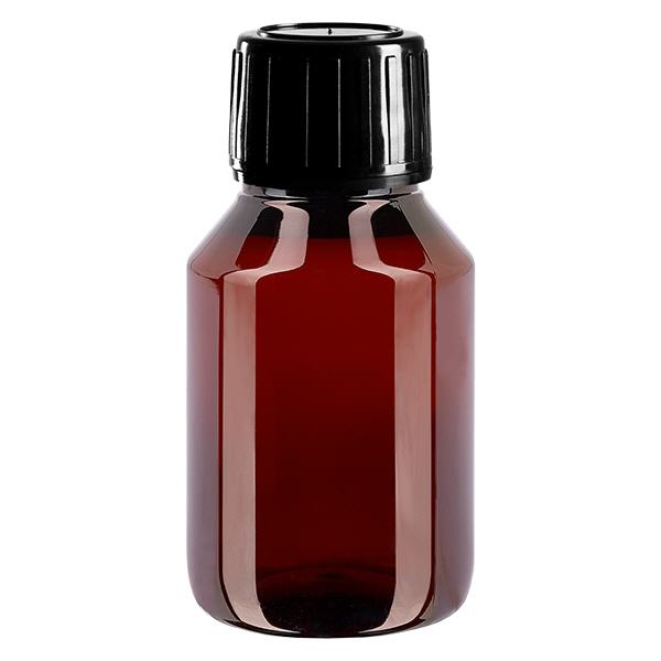 Butelka PET 50 ml z czarną nakrętką OV Butelka PET 50 ml z czarną nakrętką OV
