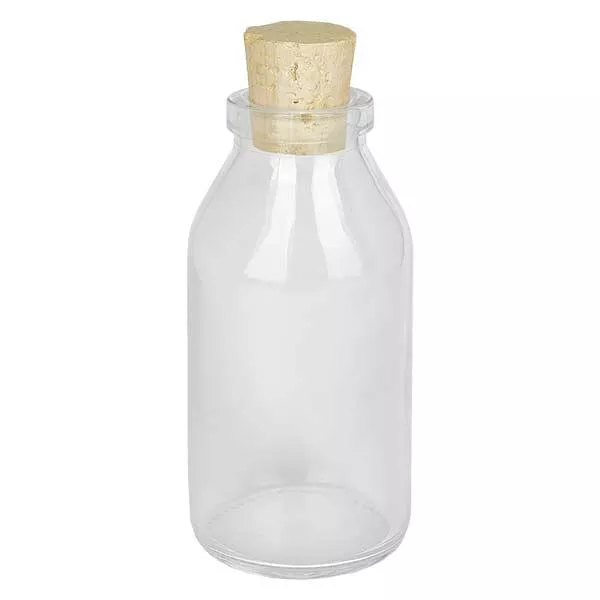 Okrągły przezroczysty 100 ml, otwór 22 mm, z korkiem 22/26
