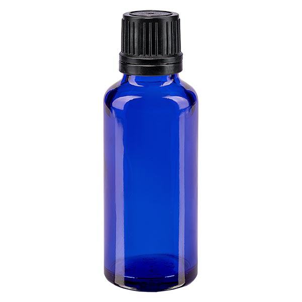 Butelka apteczna niebieska 30ml zakrętka czarny nalewak r. OV Butelka apteczna niebieska 30ml zakrętka czarny nalewak r. OV