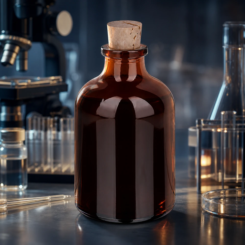 Butelka z bursztynowego szkła 50 ml z korkiem 11/14 mm Handliche Braunglasflasche 50ml Korken 11/14mm für Reagenzien und Extrakte