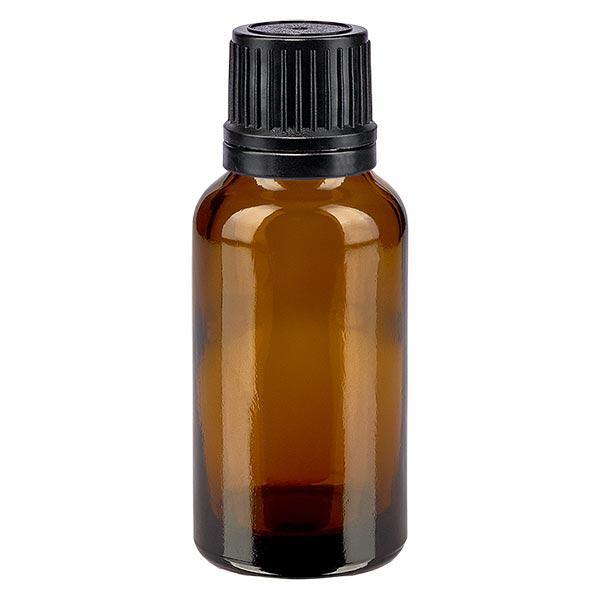 Butelka apteczna brązowa 20ml zakrętka czarny nalewak r. OV Butelka apteczna brązowa 20ml zakrętka czarny nalewak r. OV