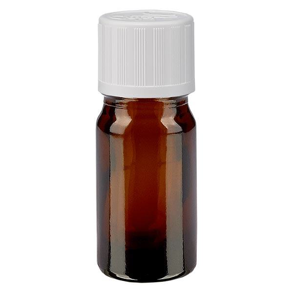 Butelka apteczna brązowa 5ml z kroplomierzem biała KiSi St