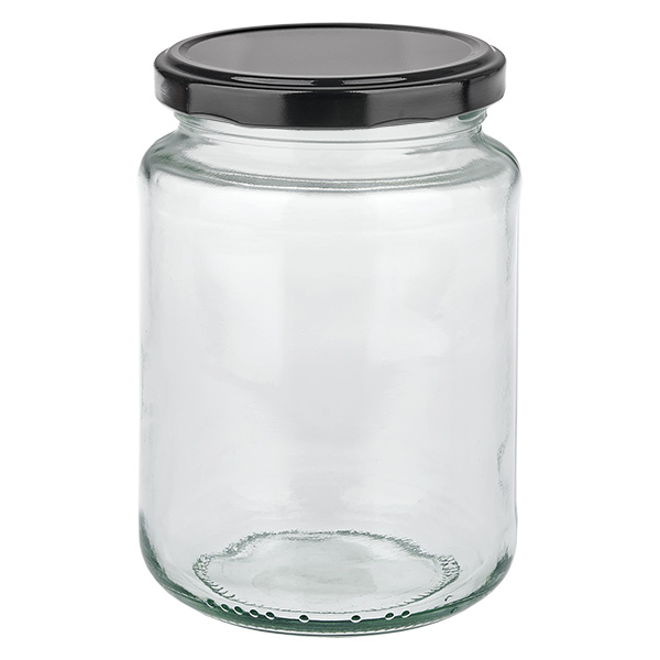 382 ml okr&#261;g&#322;e szk&#322;o z pokrywk&#261; BasicSeal czarna UN..