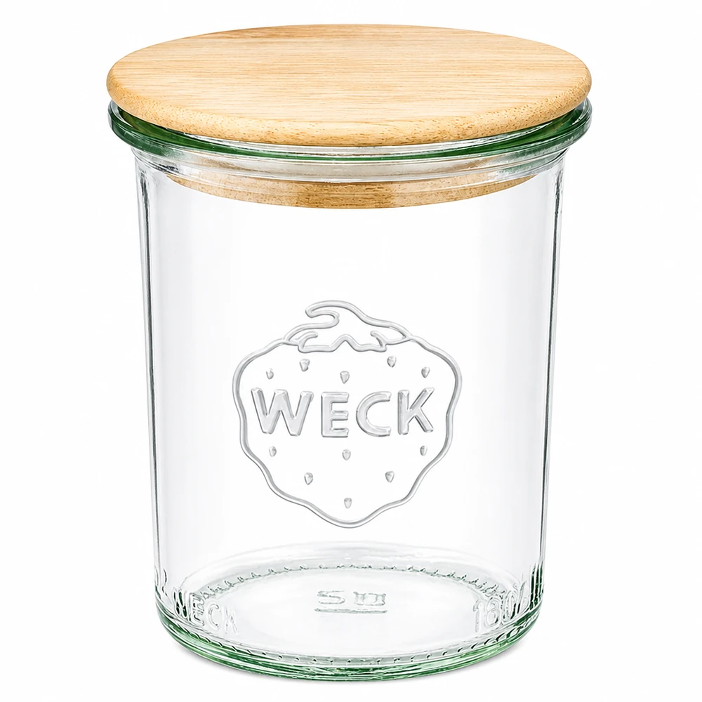 Słoik na mason WECK 160ml RR60 z bambusową pokrywką Słoik na mason z drewnianą pokrywką do kuchni i przechowywania