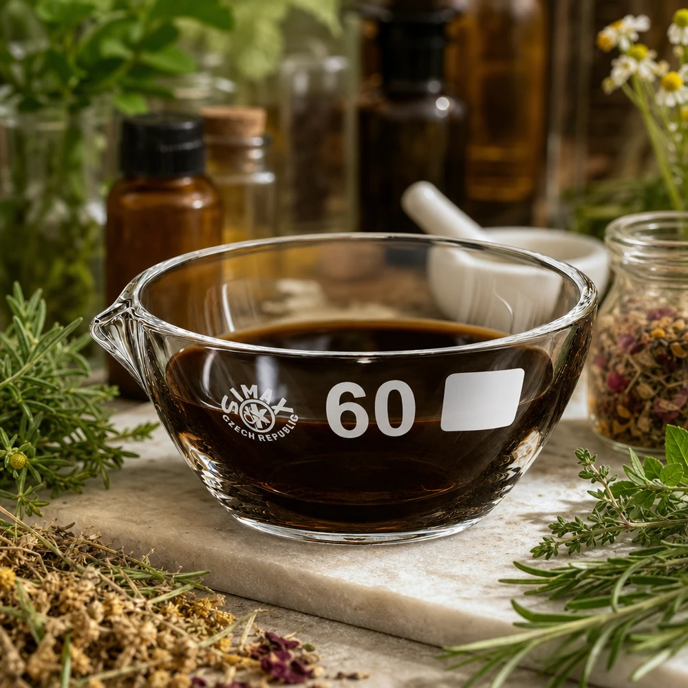 Naczynie do odparowywania o pojemności 45 ml z borokrzemianową wylewką Małe 45 ml borokrzemianowe naczynie do odparowywania ø60 mm z wylewką do mikropróbek i małych ilości