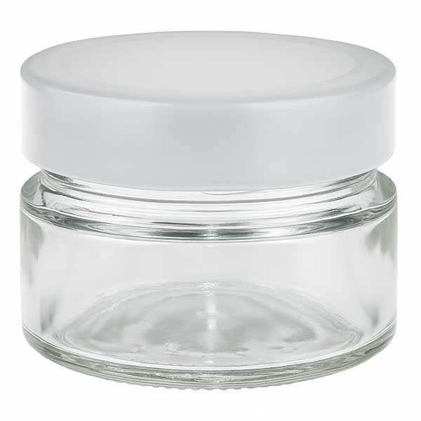 80 ml okrągły pojemnik szklany z pokrywką BasicSeal biała głęboka UN..