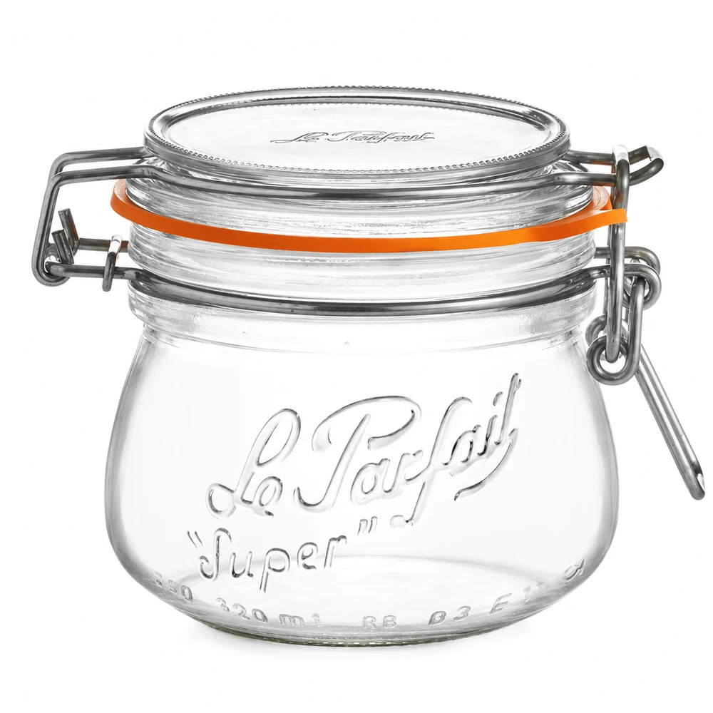 250ml Vorratsglas "Super" mit Bügelverschluss Le Parfait® Słoik do przechowywania 250 ml Le Parfait Super z uchylną pokrywką i gumową uszczelką z przezroczystego szkła do kuchni