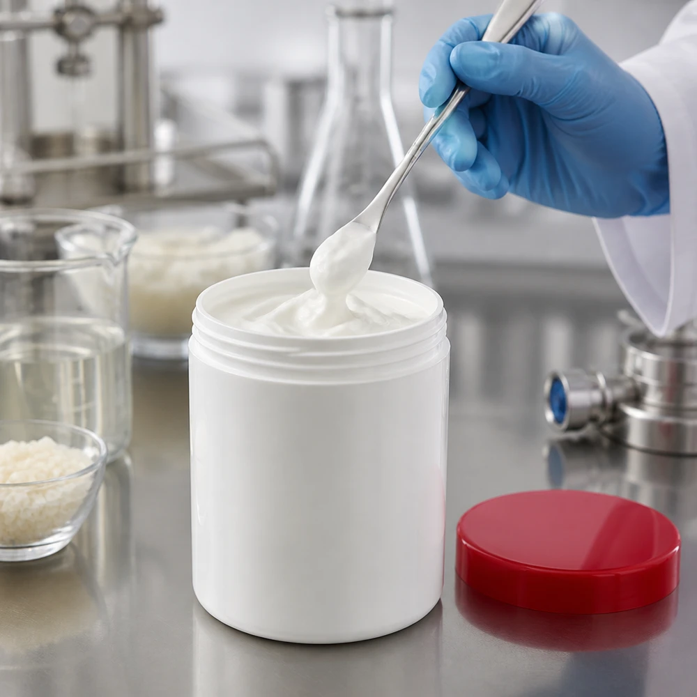 Farmaceutyczny słoik na maść 150 g, biały, z czerwoną zakrętką z PP, do zastosowań kosmetycznych i medycznych