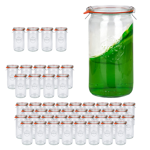Zestaw 48 słoików Weck o pojemności 340 ml z 48 szklanymi pokrywkami Zestaw 48 słoików Weck o pojemności 340 ml z 48 szklanymi pokrywkami