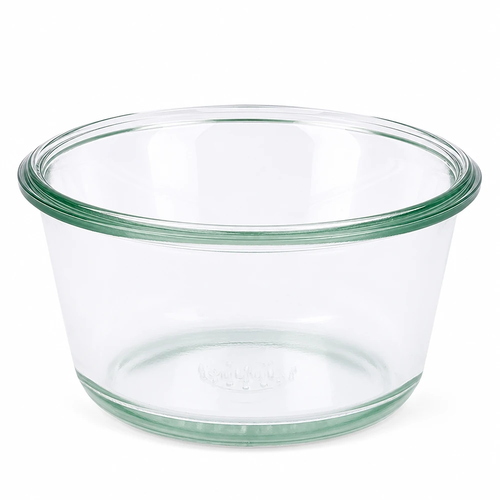 Słoik 290ml dla smakoszy WECK RR100 WECK Gourmet słoik 290ml RR100 okrągły szklany słoik do przetworów przezroczysty pusty na białym tle