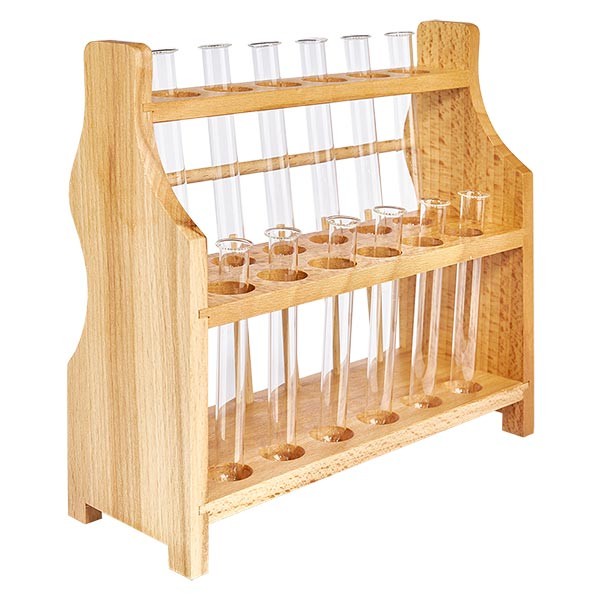 Zestaw prob&#243;wek drewniany z 12 prob&#243;wkami borokrzemowymi 100x12