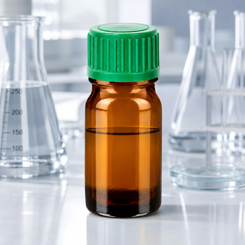 Profesjonalna butelka laboratoryjna 5 ml brązowa z zieloną zakrętką do zastosowań chemicznych i eksperymentów