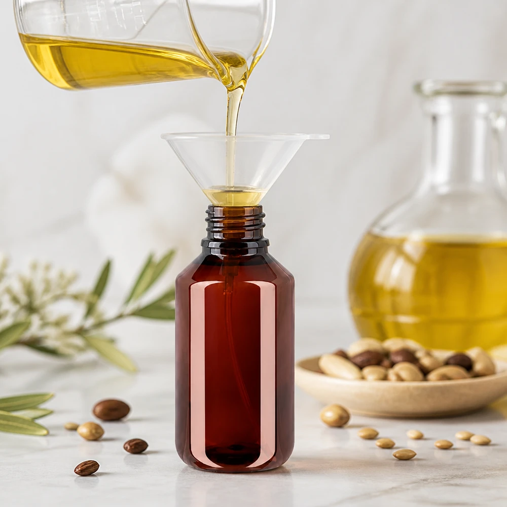 Butelka PET 100ml z atomizerem biała Aromapflege abfüllen in 100ml PET Flasche mit engem Schraubhals und Zerstäuber