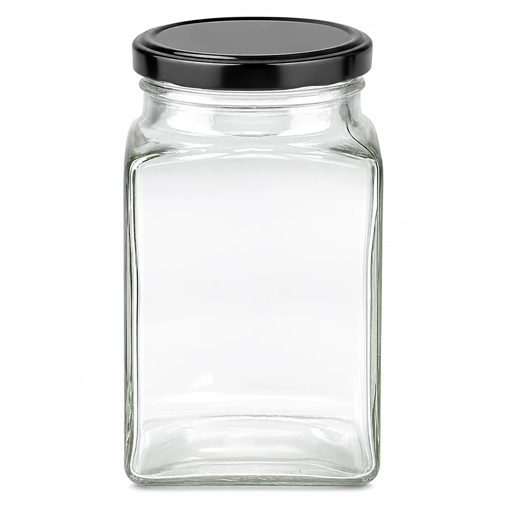 260 ml szklane opakowanie czworokątne z pokrywką BasicSeal w kolorze czarnym UN.. 260 ml szklane opakowanie czworokątne z pokrywką BasicSeal w kolorze czarnym UN..