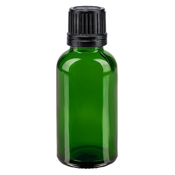Butelka apteczna zielona 30ml drip v. Pr. 1mm czarny OV Butelka apteczna zielona 30ml drip v. Pr. 1mm czarny OV