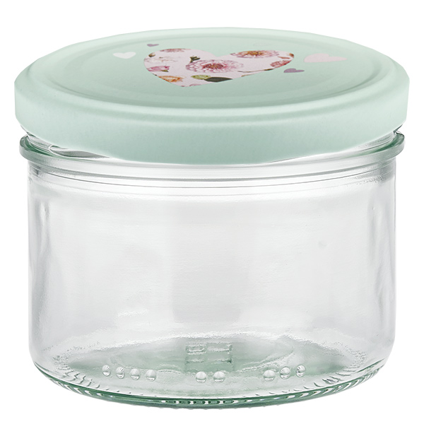 Szklanka cylindryczna 230 ml + pokrywka BasicSeal serce mi&#281;towa