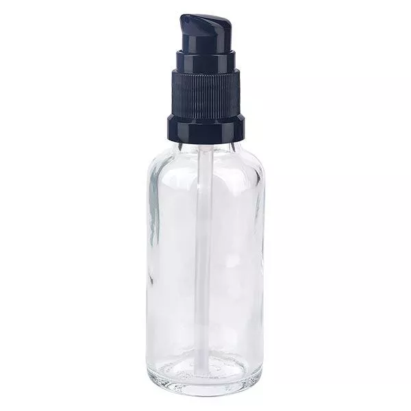 Butelka apteczna przezroczysta 30ml zakrętka z pompką czarna St Butelka apteczna przezroczysta 30ml zakrętka z pompką czarna St