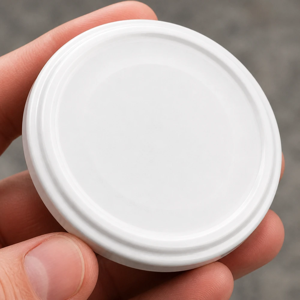 UNiTWIST TO66 biały, BioSeal, BPA-NI, unitemp UNiTWIST TO66 – widok z góry, biała pokrywka BioSeal, 66 mm, okrągła, bez BPA i NI, unitemp