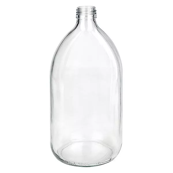 Butelka na lek 1000 ml przezroczysta, bez zakrętki PP28 ApoGlas. Farmaceutyczna jakość produkcji UE. Gwint 28 mm. (syrop, butelka z lekkiego szkła) Butelka na lek 1000 ml przezroczysta, bez zakrętki PP28 ApoGlas. Farmaceutyczna jakość produkcji UE. Gwint 28 mm. (syrop, butelka z lekkiego szkła)