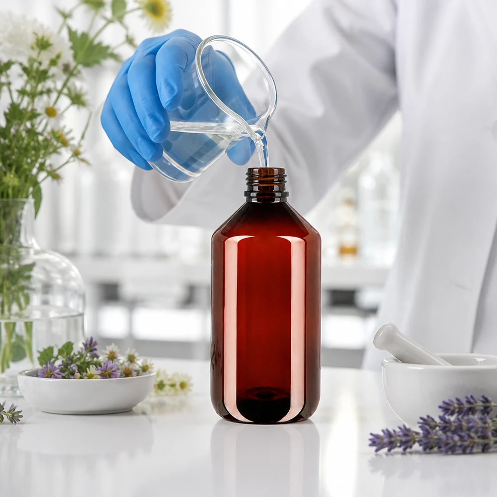 Butelka PET 500ml z brązową nakrętką OV Großvolumige 500ml PET Flasche braun mit Originalitätsverschluss zur sicheren Produktabfüllung