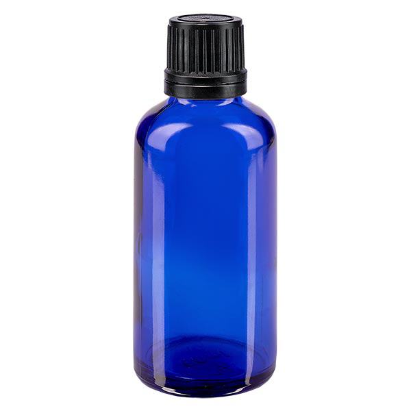 Butelka apteczna niebieska 50ml kroplówka v. Pr. 1mm czarny OV Butelka apteczna niebieska 50ml kroplówka v. Pr. 1mm czarny OV