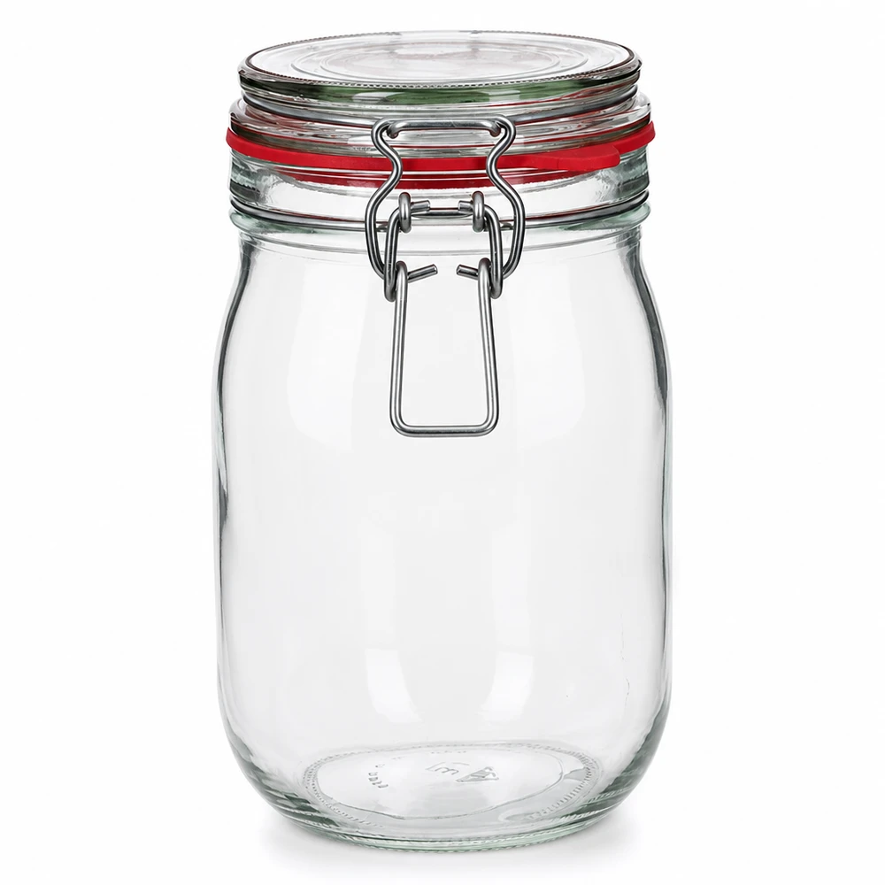 Słoik do przechowywania o pojemności 1140 ml, typ G, z zamknięciem na zatrzask UN.. Słoik do przechowywania 1140 ml z praktyczną uchylną pokrywką do kuchni