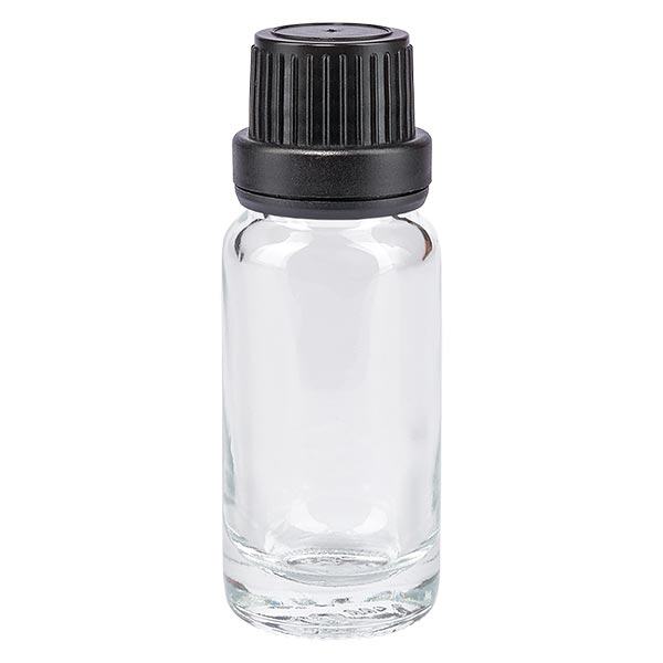 Butelka apteczna przezroczysta 10ml zakrętka czarna szczelna OV Butelka apteczna przezroczysta 10ml zakrętka czarna szczelna OV