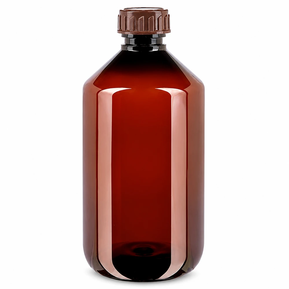 Transparente Braunglasflasche Optik 500ml PET Kunststoff mit Standardverschluss braun