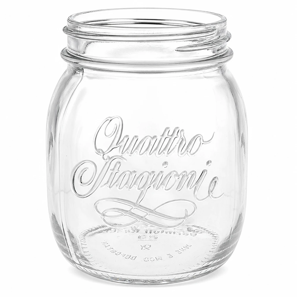 Szkło gospodarcze "Quattro Stagioni" o pojemności 700 ml 700 ml słoik do przetworów domowych Quattro Stagioni z gwintem, przezroczysty słoik do przetworów i przechowywania
