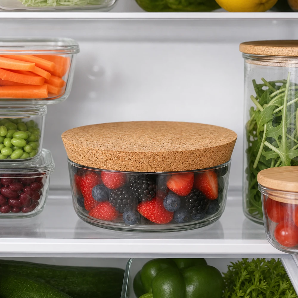 Korek do otworu 94 mm WECK RR100 (ø90/104, H=20 mm) WECK RR100 Korken im Kühlschrank Frischhaltung Beeren Gemüse Salat luftdichte Aufbewahrung Naturkork 94mm Öffnung