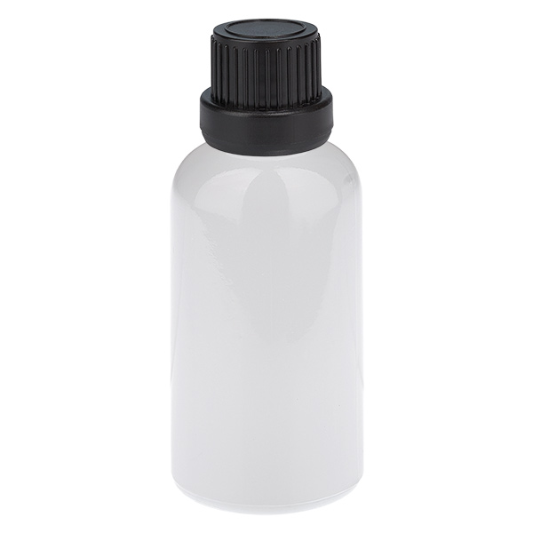 Butelka z zakraplaczem 30 ml, 2 mm, czarna, z zabezpieczeniem przed otwarciem WhiteLine UT18/30 Butelka z zakraplaczem 30 ml, 2 mm, czarna, z zabezpieczeniem przed otwarciem WhiteLine UT18/30