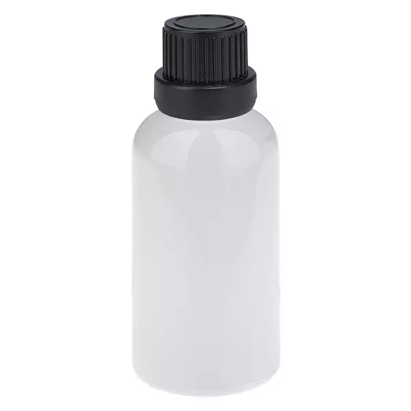 Butelka z zakraplaczem 30 ml, 2 mm, czarna, z zabezpieczeniem przed otwarciem WhiteLine UT18/30 Butelka z zakraplaczem 30 ml, 2 mm, czarna, z zabezpieczeniem przed otwarciem WhiteLine UT18/30