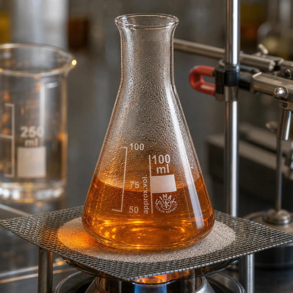 Kolba Erlenmeyera 100 ml z wąską szyjką Kolba Erlenmeyera 100 ml z wąską szyjką i stożkowym kształtem dla optymalnego mieszania i wirowania cieczy