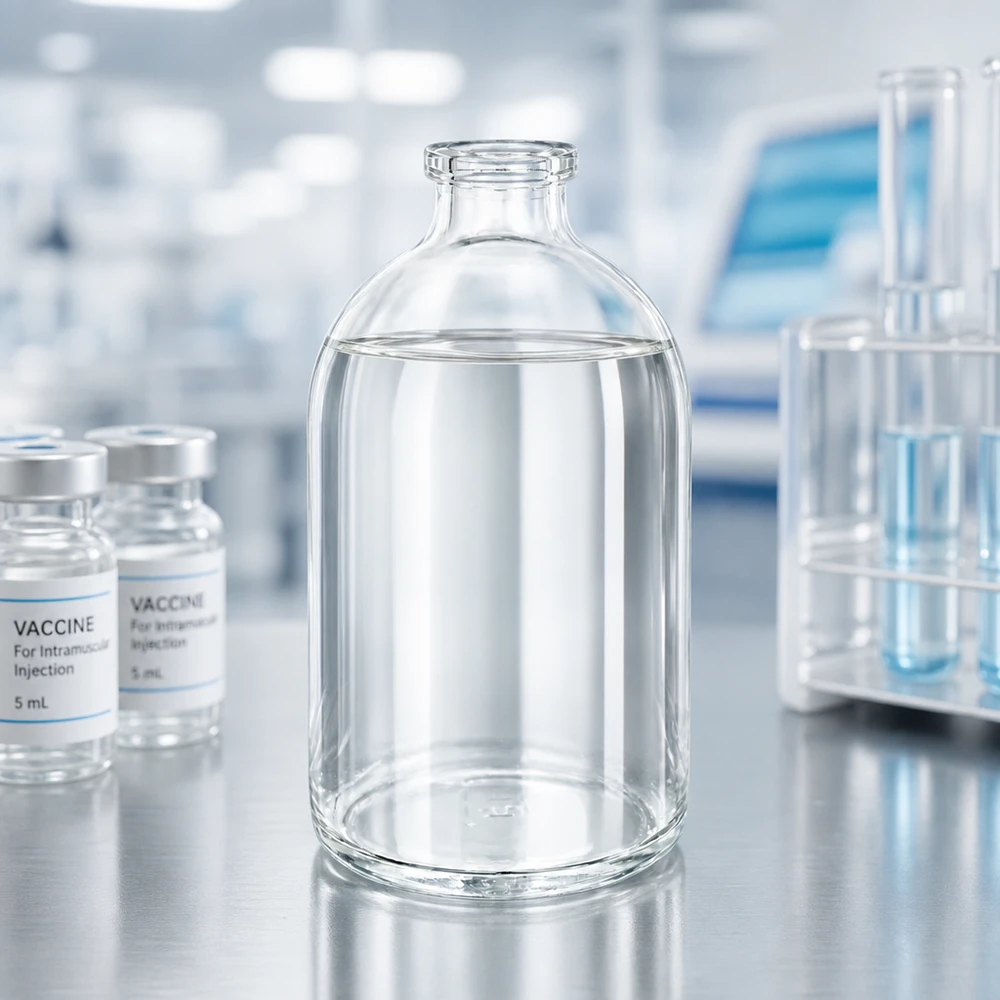Butelka iniekcyjna z przezroczystego szkła 100 ml Laborgerechte Glasflasche 100ml für Injektionslösungen mit hoher chemischer Beständigkeit